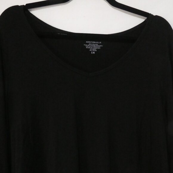 ADDITION ELLE | 1X | Classic Black Long Sleeve Pullover V-Neck Top - Picture 4 of 14